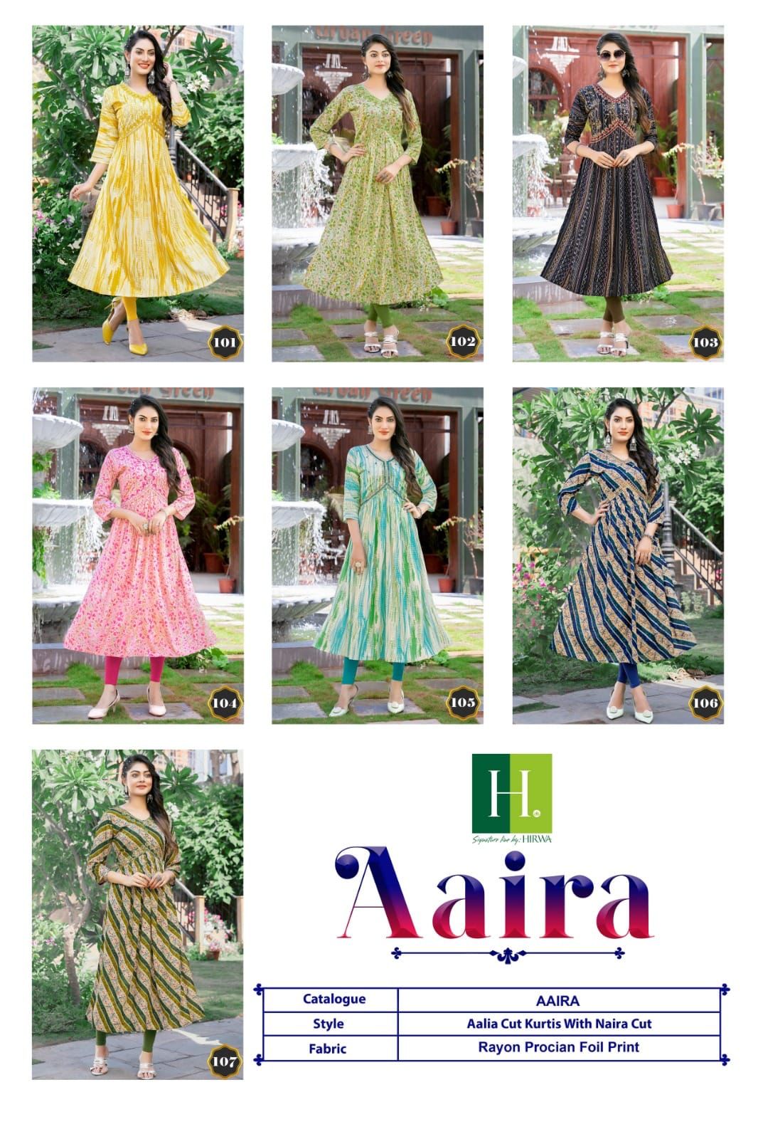 Aaira By Hirwa 101 To 107 Naira Cut Party Wear Kurtis Catalog